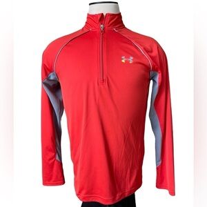 UNDER ARMOUR UA Tech Running Quarter Zip Pullover Orange Grey Performance Medium